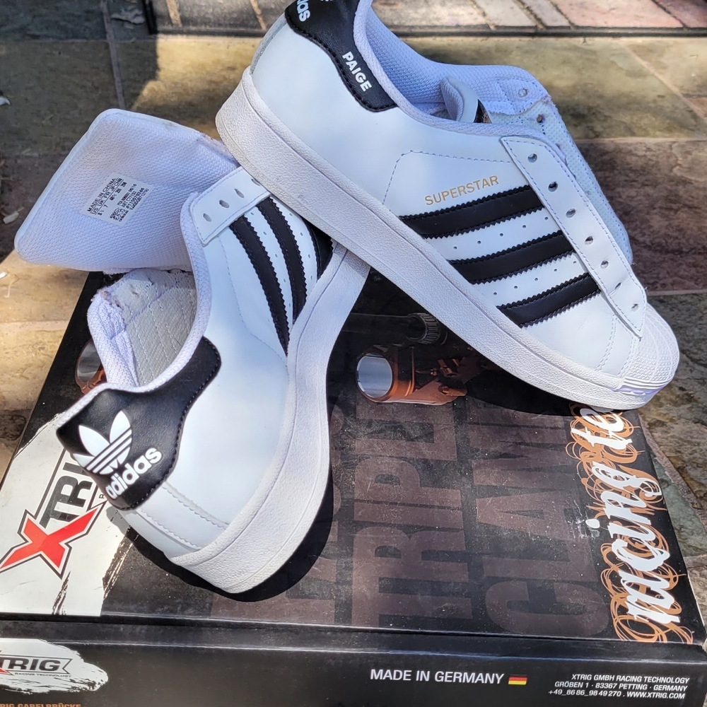 Adidas Superstar Men's size 8½ US 42 EU White Black Custom - Picture 8 of 16
